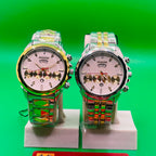 Two colorful IRADD 8115 on stands against a green background